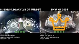 Subaru Legacy 2.5 GT Turbo  vs BMW M3 2014 // 0-100 km/h