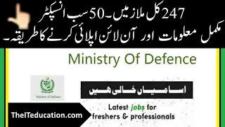 How to apply in Ministry of Defense Jobs 2021 - Sub Inspector, Assistant Director