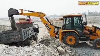 Lazy Driver in JCB Dozer - JCB Dozer Loading Stone In Truck - JCB VIDEO