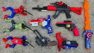 Lot of Spiderman Lights Gun, Nerf Gun, Sniper Gun, M16 Gun, Electric gun, M416, Military Toy Gun Set