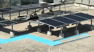 Unmanned solar clean robot with a charging house.#pvcleaningrobot #kwunphi #professionalcleaners