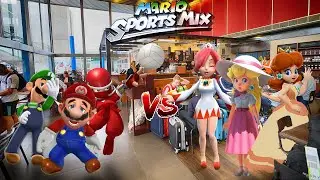 Mario Sports Mix - Dodgeball (3 players, Expert CPU) Exhibition Match #10