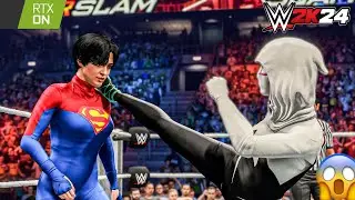 Spider Gwen Vs Super Girl | No Holds Barred Match | Summer Slam | WWE 2K24 | RTX[ON]
