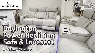 Boyington Luxury Power Reclining Home Theater Seating Set with LED Lights & Console
