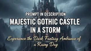 prompt: Majestic Gothic Castle in a Storm Experience the Dark Fantasy Ambience of a Rainy Day