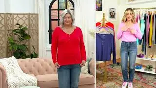 Candace Cameron Bure Sweetheart Henley Top w/ Heart Buttons on QVC