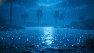 Deep Night Rain in a Desert Oasis | Peaceful ASMR Sounds