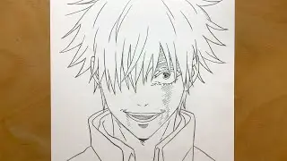 Easy anime drawing | How to draw gojo satoru ( injured ) step-by-step | jujutsu kaisen drawing