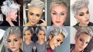 Best Short Gray 🩶 Hairstyles & Haircuts Ideas For Women Over 40 50 60 | Classic Pixie Spiky Haircut