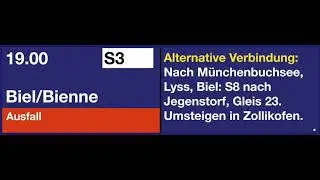 SBB Ansage - Ausfallmeldung zur S3 von Bern nach Biel/Bienne - inkl. Alternativverbindungen