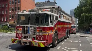 FDNY Ladder 24 Rescue 1 and Engine 1 Responding urgently to a first due report of fire