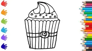 How To Draw cute cup cake Drawing, Painting & Coloring For Kids and Toddlers_ Child Art 🐋🌈🎨
