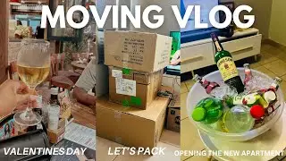 MOVING VLOG EP. 1| VALENTINES DAY| PACKING+ MOVING IN| DRINKS IN OUR NEW APARTMENT
