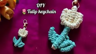 Diy Macrame Tulip keychain🌷Easy Tutorial for beginners🌷Boho🌷Handmade #diy #macramekeychain #tulip 