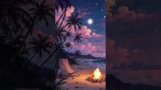 Moonlight beach vibes and campfire glow 🔥🌙 #aiart #shortfeed #shorts