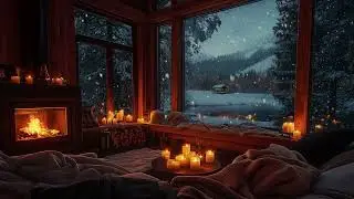 Cozy Fireplace & Relaxing Piano | Winter Ambience with Snowfall for Sleep & Stress Relief