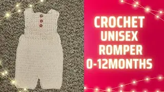 Crochet Unisex Baby Romper. Crochet Christmas Themed Unisex Romper. Beginner friendly \4 sizes\