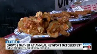 Crowds gather at Newport, KY for Oktoberfest