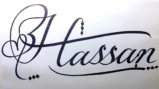 Hassan Name Signature Calligraphy Status | How to Cursive write with cut Marker #hassan @Hassan