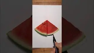 Drawing a Realistic Watermelon Slice! ✍️✨🍉 #artistomg #shorts #drawing