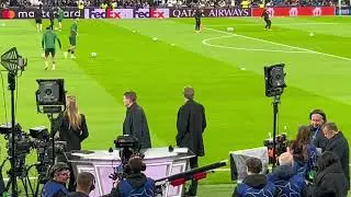 Manchester City warm up at Santiago Bernabeu UEFA Champions League 2025. Calentamiento previo. REALM