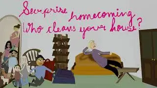 Twisted funny joke - Surprise homecoming !  cartoon