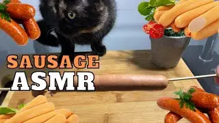 ASMR Cat eating sausage #Shorts