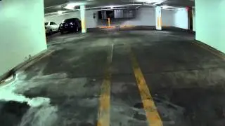 Testing New landing Skids on v262 Quadcopter Camera Mount indoor parking lot