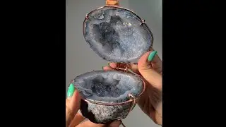 Aura-coated agate geode jewelry box with sparkly bubble druzy - AG131