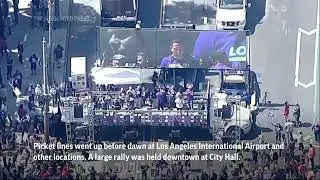 Thousands of LA city workers strike for 24 hours, alleging unfair labor practices