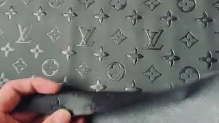 Fashion Smooth Design Black LV Embossed Leather Fabric For Handmade Sneaker,Upholstery,Bag Goods