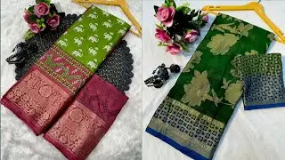 Soft dola silk sarees 🤩💥with kalamkari design sarees #jobinaaricenterprises #sarees #silksarees 