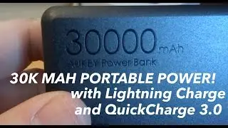Aukey 30,000 mAh USB Battery with Lightning Charge!