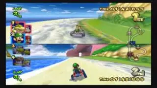 Mario Kart Double Dash - Mushroom cup - Split Screen action Lillebror VS Storebror