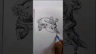 Speed drawing Goku black vs Majin buu #majinbuu #art #viral #anime #shorts #drawing #gokublack #goku