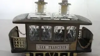 San Francisco Cable Car CA California - Vintage Musical Box - Empty Bottle Wine Bar Decanter