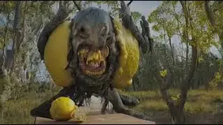 Hyper-Realistic Photograph: Rotten Mutant Omega Mart Lemon Fruit Monster