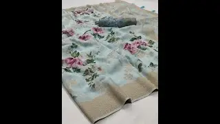 Beautiful Soft Silk Digital Print Jacquard Borders Saree || Digital Flower Printed Designer Saree