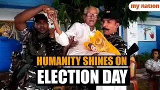 Humanity Shines on Election Day: Security Personnel Assist Elderly Voter at Jadavpur Polling Booth