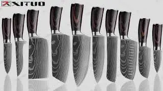 XITUO Kitchen Knife Set 1-10PCS Japanese Chef Knives Stainless Steel Cleaver Butcher Santo