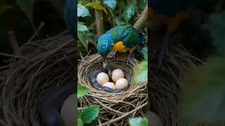 The bird is crying out for help because there are snakes in the nest!