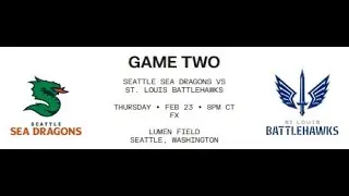 XFL WEEK 2 Live Stream: St. Louis Battlehawks (1-0) at Seattle Sea Dragons (0-1)