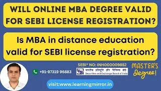 Is Online MBA degree valid for SEBI Research Analyst and Investment Adviser License | #sebi