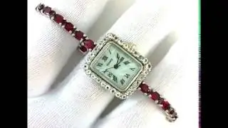 Sublime Natural Rhodolite Garnet & Topaz Sterling Silver Ladies' Watch