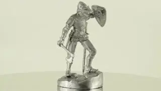France. Knight with axe. 14th century, metal sculpture. Collection 54mm miniature figurine.