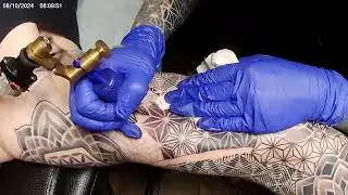 Inverse Star Lattice and Flower Lines Geometric Tattoo Time-lapse (1/3)