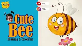 Cute Bee drawing & coloring | Cute Bee  | School Vool #beedrawing #beecoloring