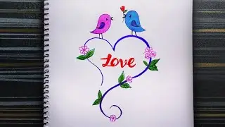 Easy and simple drawing idea..how to draw cute love birds #drawing