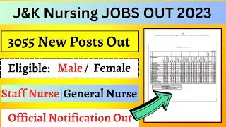 J&K Nursing Jobs Out 2023 | 3055 New Posts Out 2023 | staff Nurse, General Nurse | J&K New Jobs Out
