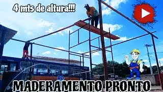 MADERAMENTO DO TELHADO PRONTO+AS TELHA NAO CHEGO++DEI UM PEGA NA ALVENARIA DA MINHA CASA 🙌🙏